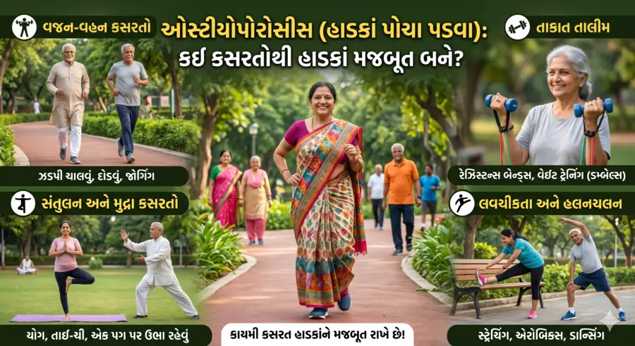 ઓસ્ટીયોપોરોસીસ (હાડકાં પોચા પડવા) કઈ કસરતોથી હાડકાં મજબૂત બને