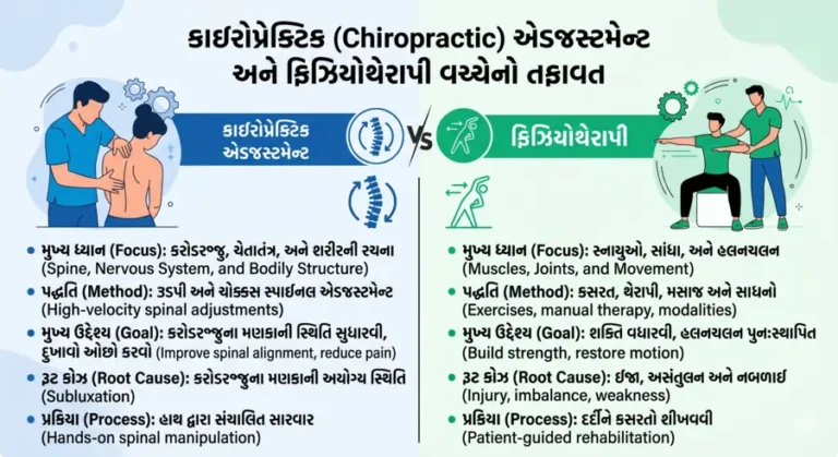 કાઇરોપ્રેક્ટિક (Chiropractic) એડજસ્ટમેન્ટ અને ફિઝિયોથેરાપી વચ્ચેનો તફાવત