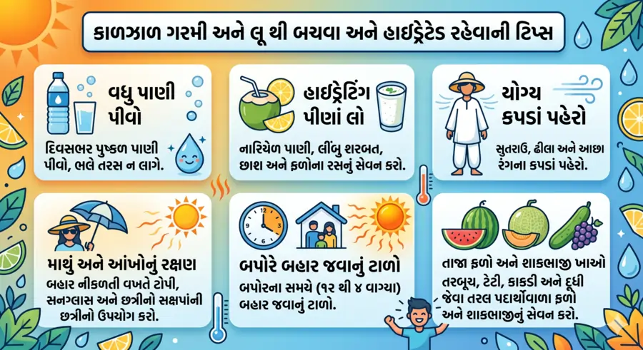 કાળઝાળ ગરમીમાં લૂ થી બચવા અને હાઇડ્રેટેડ રહેવાની ટિપ્સ