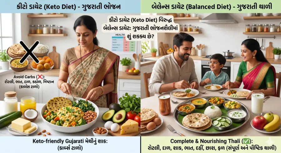 કીટો ડાયેટ (Keto Diet) વિરુદ્ધ બેલેન્સ ડાયેટ ગુજરાતી ભોજનશૈલીમાં શું શક્ય છે