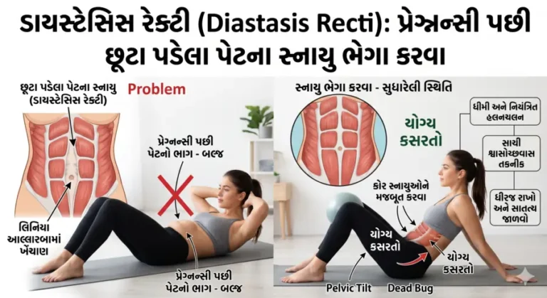 ડાયસ્ટેસિસ રેક્ટી (Diastasis Recti) પ્રેગ્નન્સી પછી છૂટા પડેલા પેટના સ્નાયુ ભેગા કરવા