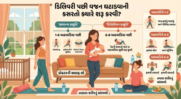 ડિલિવરી પછી (Postnatal) વજન ઘટાડવાની કસરતો ક્યારે શરૂ કરવી