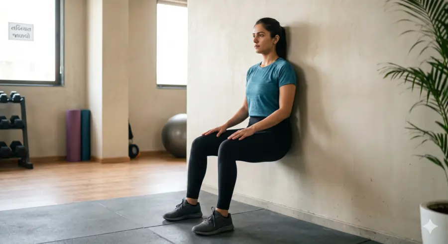 દિવાલના ટેકે બેસવું (Wall Sit) થાપા અને ઘૂંટણ માટે બેસ્ટ કસરત