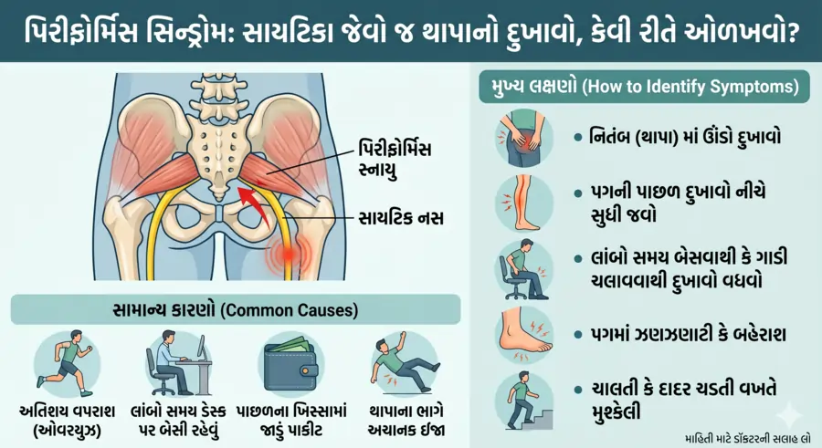 પિરીફોર્મિસ સિન્ડ્રોમ સાયટિકા જેવો જ થાપાનો દુખાવો, કેવી રીતે ઓળખવો