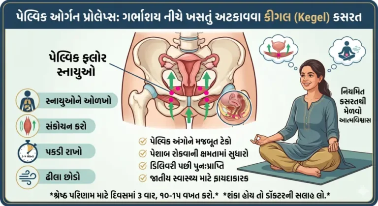 પેલ્વિક ઓર્ગન પ્રોલેપ્સ ગર્ભાશય નીચે ખસતું અટકાવવા કીગલ (Kegel) કસરત