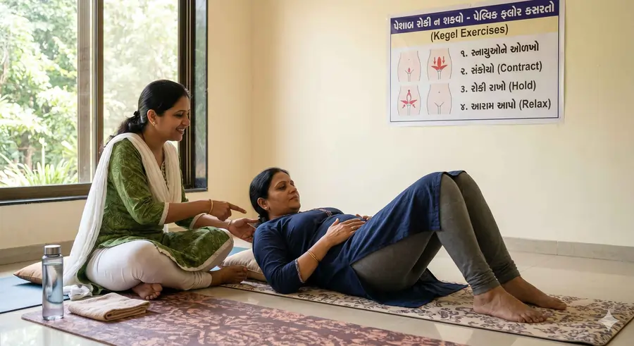 પેશાબ રોકી ન શકવો (Urinary Incontinence) મહિલાઓ માટે પેલ્વિક ફ્લોર કસરતો