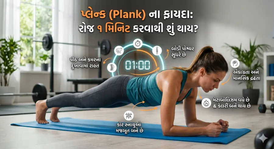 પ્લેન્ક (Plank) ના ફાયદા: ફક્ત ૧ મિનિટ રોજ કરવાથી શું થાય?
