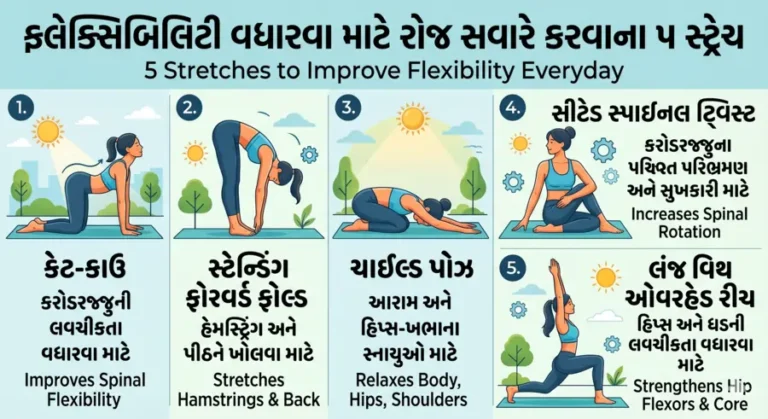 ફ્લેક્સિબિલિટી વધારવા માટે રોજ સવારે કરવાના ૫ સ્ટ્રેચ