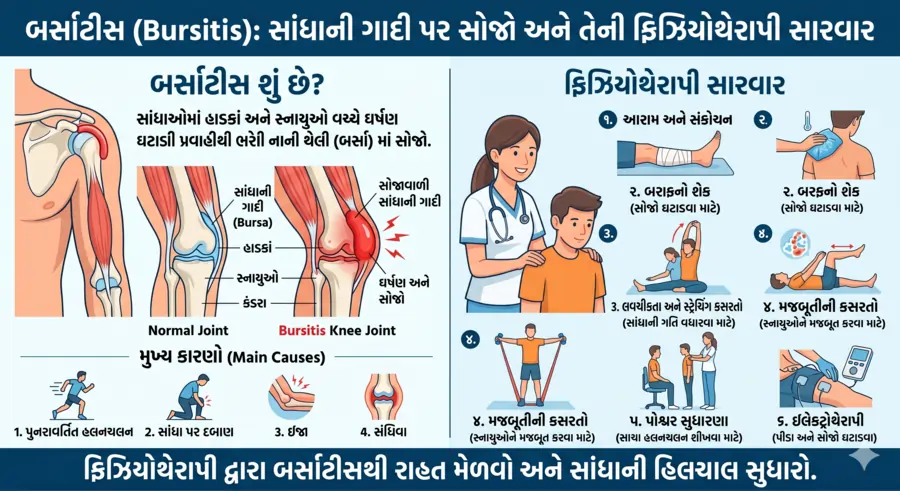 બર્સાટીસ (Bursitis) સાંધાની ગાદી પર સોજો અને તેની ફિઝિયોથેરાપી સારવાર
