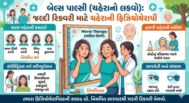 બેલ્સ પાલ્સી (ચહેરાનો લકવો) જલ્દી રિકવરી માટે ચહેરાની ફિઝિયોથેરાપી