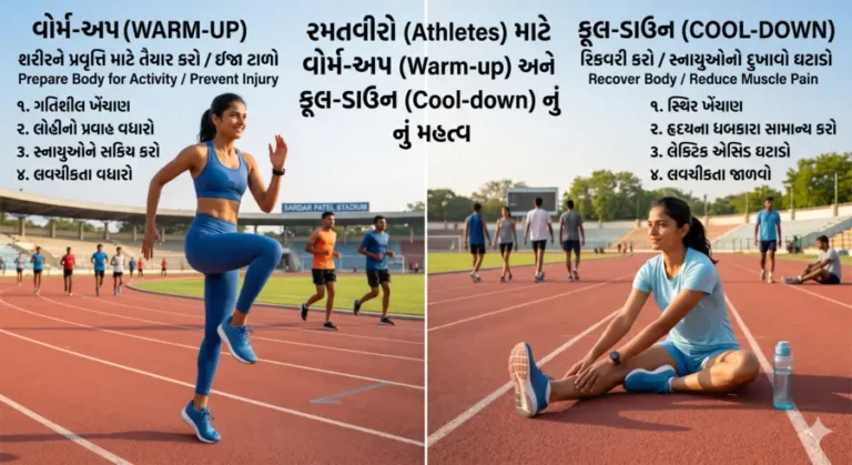 રમતવીરો (Athletes) માટે વોર્મ-અપ (Warm-up) અને કૂલ-ડાઉન (Cool-down) નું મહત્વ