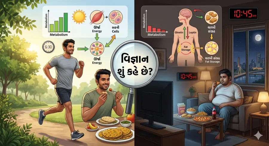 રાત્રે મોડા જમવાની આદત વજન કેવી રીતે વધારે છે વિજ્ઞાન શું કહે છે