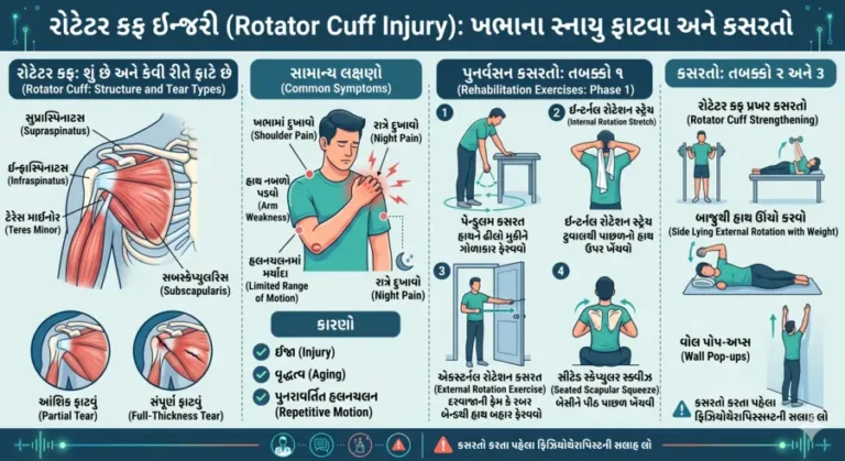 રોટેટર કફ (Rotator Cuff) ઇન્જરી ખભાના સ્નાયુ ફાટવા અને તેની કસરતો