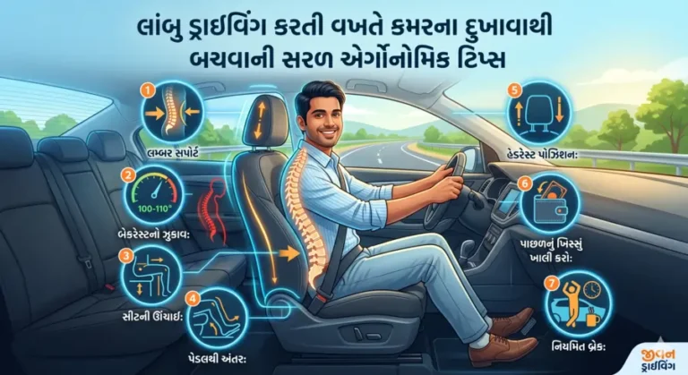 લાંબુ ડ્રાઇવિંગ કરતી વખતે કમરના દુખાવાથી બચવાની સરળ એર્ગોનોમિક ટિપ્સ