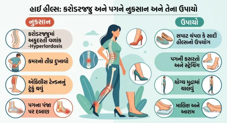 હાઈ હીલ્સ પહેરવાથી કરોડરજ્જુ અને પગને થતા નુકસાન અને તેના ઉપાયો