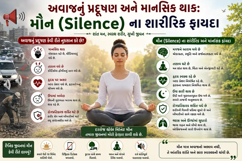 અવાજનું પ્રદૂષણ અને માનસિક થાક મૌન (Silence) ના શારીરિક ફાયદા
