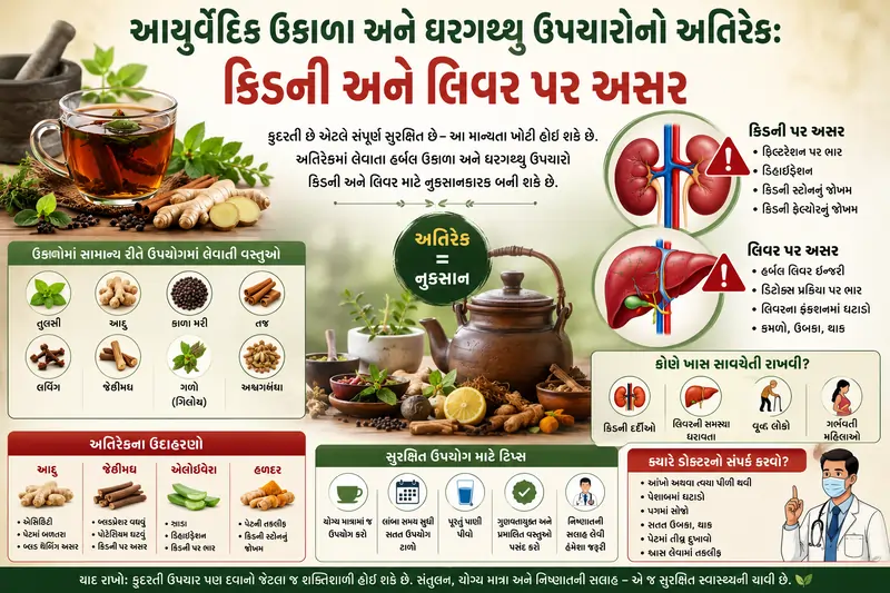 આયુર્વેદિક ઉકાળા અને ઘરગથ્થુ ઉપચારોનો અતિરેક કિડની અને લિવર પર અસર