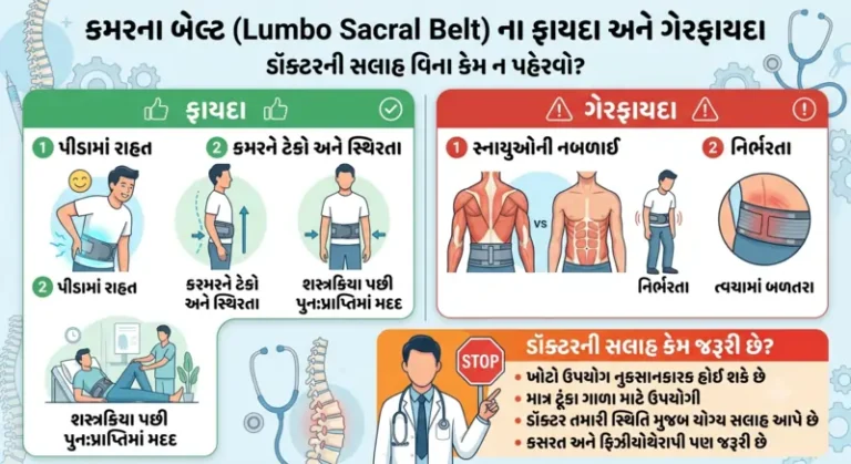 કમરના બેલ્ટ (Lumbo Sacral Belt) ના ફાયદા અને ગેરફાયદા ડોક્ટરની સલાહ વિના કેમ ન પહેરવો