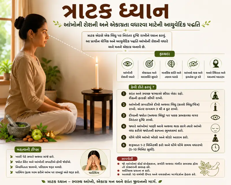 ત્રાટક ધ્યાન આંખોની રોશની અને એકાગ્રતા વધારવા માટેની આયુર્વેદિક પદ્ધતિ