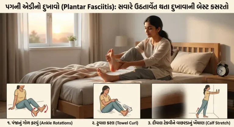 પગની એડીનો દુખાવો (Plantar Fasciitis) સવારે ઉઠતાવેંત થતા દુખાવાની બેસ્ટ કસરતો