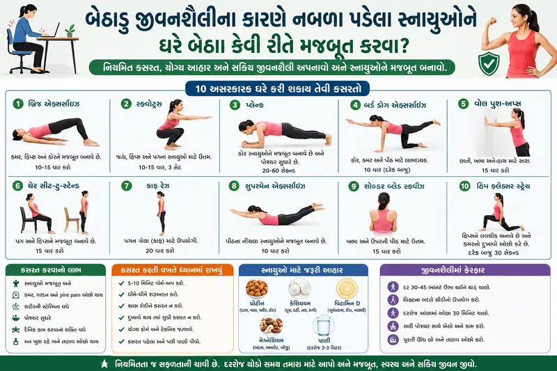 બેઠાડુ જીવનશૈલીના કારણે નબળા પડેલા સ્નાયુઓને ઘરે બેઠા કેવી રીતે મજબૂત કરવા