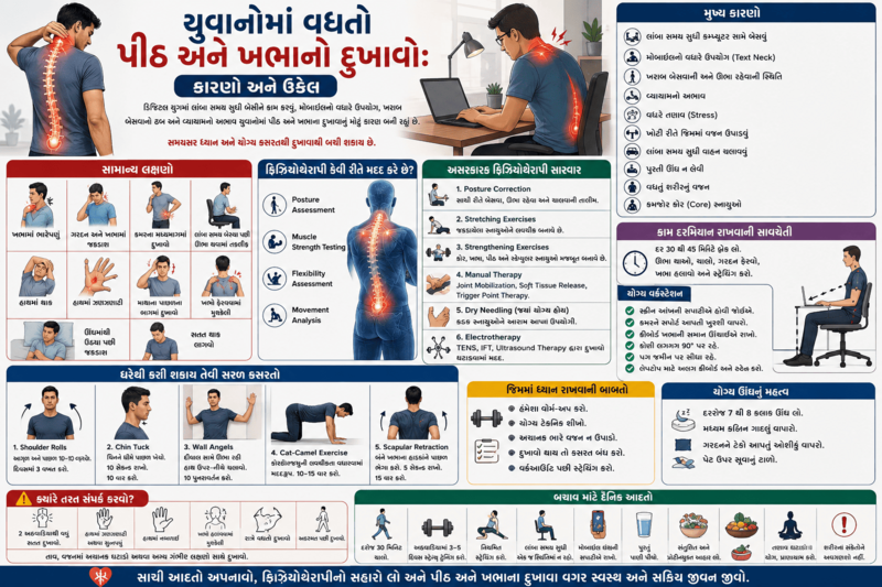 યુવાનોમાં વધતો પીઠ અને ખભાનો દુખાવો કારણો અને ઉકેલ