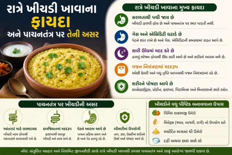 રાત્રે ખીચડી ખાવાના ફાયદા અને પાચનતંત્ર પર તેની અસર