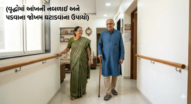 વૃદ્ધોમાં આંખની નબળાઈ અને પડવાના જોખમ (Fall Prevention) ઘટાડવાના ઉપાયો