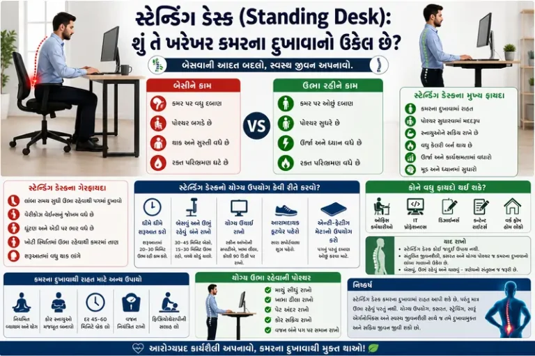 સ્ટેન્ડિંગ ડેસ્ક (Standing Desk) શું તે ખરેખર કમરના દુખાવાનો ઉકેલ