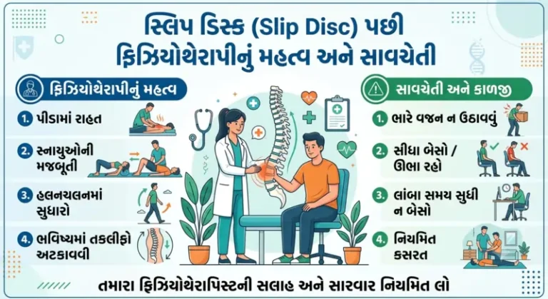 સ્લિપ ડિસ્ક (Slip Disc) પછી ફિઝિયોથેરાપીનું મહત્વ અને સાવચેતી