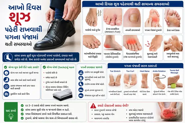 આખો દિવસ શૂઝ (Shoes) પહેરી રાખવાથી પગના પંજામાં થતી સમસ્યાઓ.