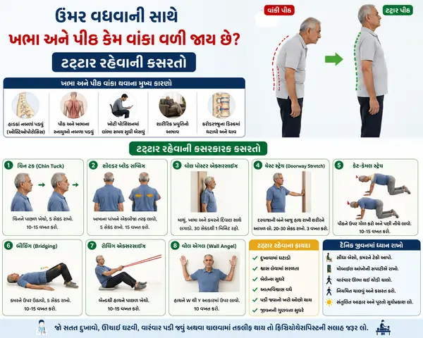 ઉંમર વધવાની સાથે ખભા અને પીઠ કેમ વાંકા વળી જાય છે ટટ્ટાર રહેવાની કસરતો.