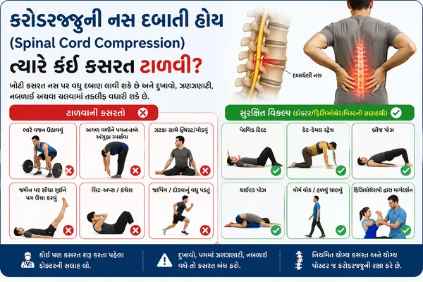 કરોડરજ્જુની નસ દબાતી હોય (Spinal Cord Compression) ત્યારે કઈ કસરત ટાળવી?