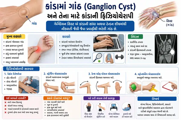 કાંડામાં ગાંઠ (Ganglion Cyst) અને તેના માટે કાંડાની ફિઝિયોથેરાપી.
