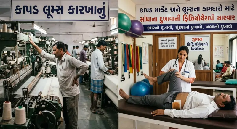 કાપડ માર્કેટ અને લૂમ્સના કામદારો માટે સાંધાના દુખાવાની ફિઝિયોથેરાપી