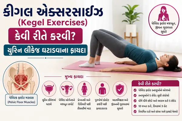 કીગલ એક્સરસાઇઝ (Kegel Exercises) કેવી રીતે કરવી અને યુરિન લીકેજમાં તેના ફાયદા