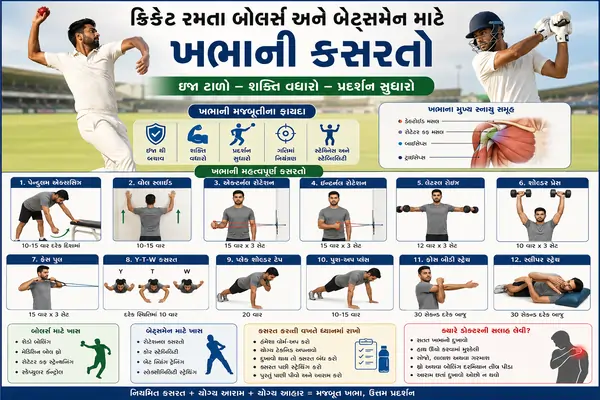 ક્રિકેટ રમતા બોલર્સ અને બેટ્સમેન માટે ખભાની કસરતો