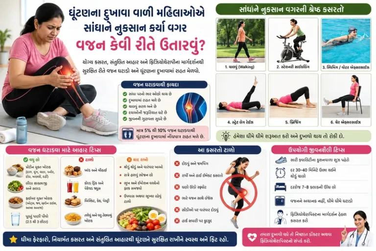 ઘૂંટણના દુખાવા વાળી મહિલાઓએ સાંધાને નુકસાન કર્યા વગર વજન કેવી રીતે ઉતારવું