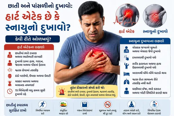 છાતી અને પાંસળીનો દુખાવો હાર્ટ એટેક છે કે સ્નાયુનો દુખાવો કેવી રીતે ઓળખવું