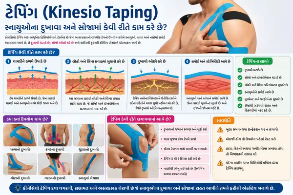 ટેપિંગ (Kinesio Taping) સ્નાયુઓના દુખાવા અને સોજામાં કેવી રીતે કામ કરે છે