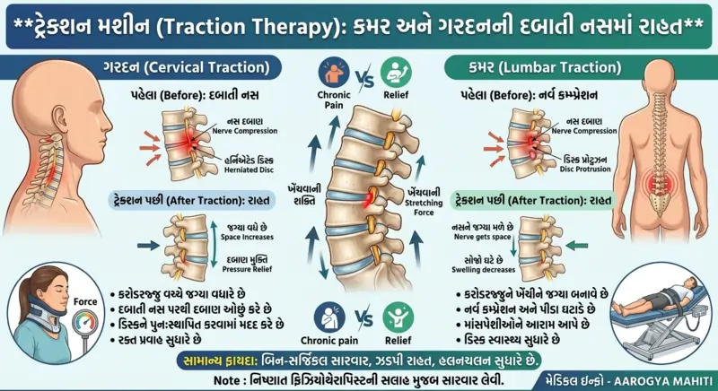 ટ્રેક્શન મશીન (Traction) કમર અને ગરદનની નસ દબાતી હોય તો કેવી રીતે ફાયદો કરે