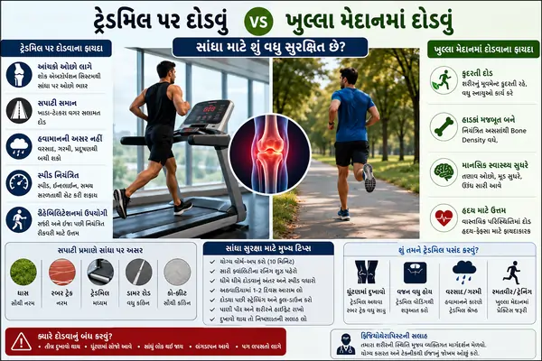 ટ્રેડમિલ પર દોડવું કે ખુલ્લા મેદાનમાં સાંધા માટે શું વધુ સુરક્ષિત છે