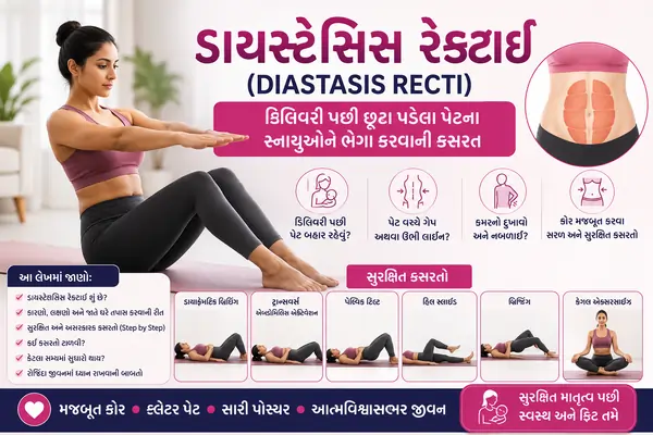 ડાયસ્ટેસિસ રેક્ટાઇ (Diastasis Recti) ડિલિવરી પછી છૂટા પડેલા પેટના સ્નાયુઓને ભેગા કરવાની કસરત