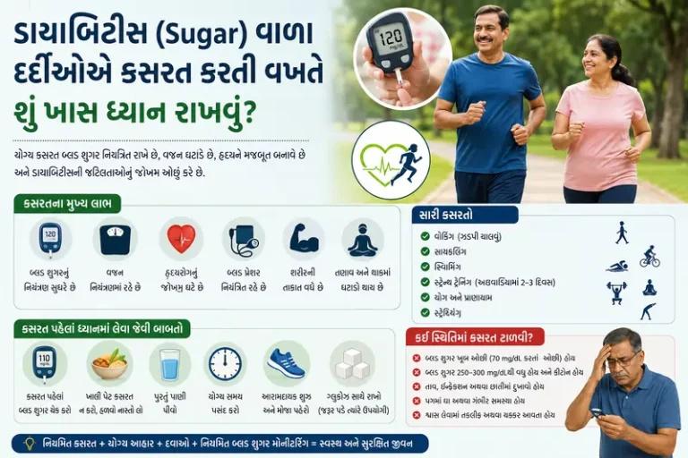 ડાયાબિટીસ (Sugar) વાળા દર્દીઓએ કસરત કરતી વખતે શું ખાસ ધ્યાન રાખવું?