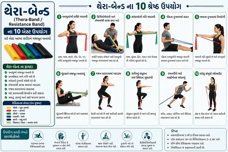 થેરા-બેન્ડ (Thera-bandResistance Band) ના 10 બેસ્ટ ઉપયોગ