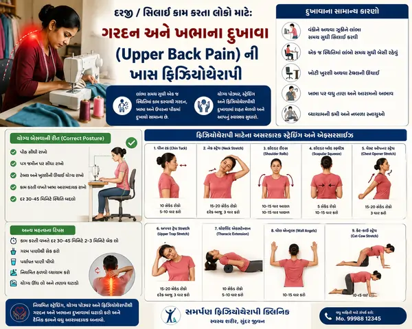 દરજી સિલાઈ કામ કરતા લોકો માટે ગરદન અને ખભાના દુખાવા (Upper Back Pain) ની ખાસ ફિઝિયોથેરાપી.