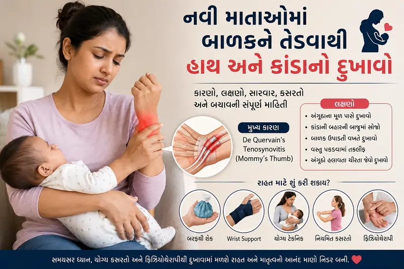 નવી માતાઓ (New Mothers) માં બાળકને તેડવાથી થતો હાથ અને કાંડાનો દુખાવો.