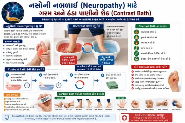 નસોની નબળાઈ (Neuropathy) માટે ગરમ અને ઠંડા પાણીનો શેક (Contrast Bath).