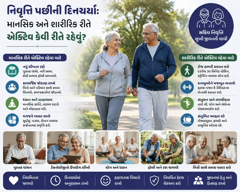 નિવૃત્તિ પછીની દિનચર્યા માનસિક અને શારીરિક રીતે એક્ટિવ કેવી રીતે રહેવું