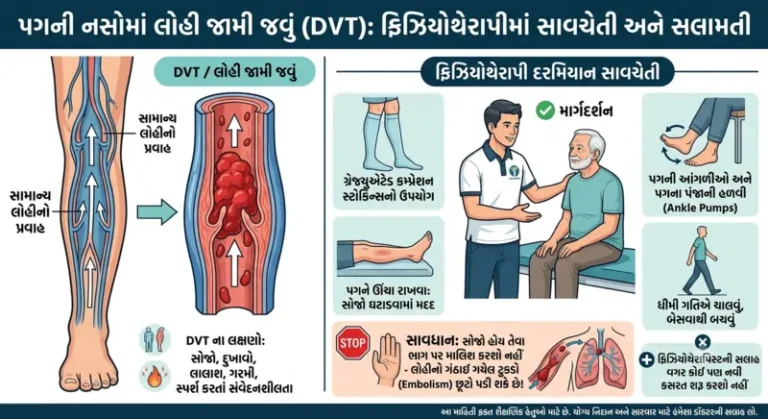 પગની નસોમાં લોહી જામી જવું (DVT) અને ફિઝિયોથેરાપીમાં રાખવાની સાવચેતી.